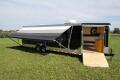 32ft  Race Trailer Loaded with Awning-Black and Ramp in Front V