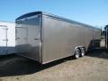 Pewter 28ft  V-Nose Enclosed Car Trailer  With White Interior walls
