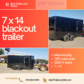 7X14 080 Black Blackout Tadem Axle Screwless Enclosed Cargo Trailer