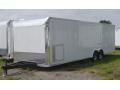 White Flat Front 28ft Enclosed Race Car Trailer-Finished Interior