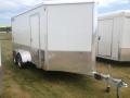 WHITE 14FT V-NOSE W/WHITE WALLS AND CEILING AND DIAMOND PLATE FLOOR