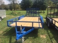 16ft Blue TA Wood Deck Utility Trailer