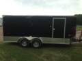 Black 16ft cargo double door trailer with wrap around diamond plating  