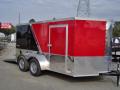 7x12 black and red low profile motorcycle trailer
