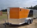 7x12 black and orange low profile motorcycle trailer
