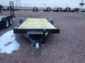18ft flatbed with 2-5200lb axles-black w/wood deck