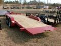 18FT OPEN CAR HAULER RED STEEL FRAME WITH WOOD DECK