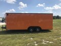 24FT Enclosed Cargo ORANGE with D-Rings, Brakes on Both Axles and More