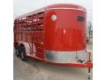 Red 14ft Bumper Pull Livestock with Window in Rounded Front