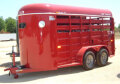 Red 14ft Bumper Pull Livestock Trailer - Rounded Front w/Window 