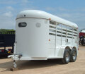 14ft White Bumper Pull Livestock Trailer  -  Rounded Front with Window