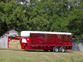 24ft Red Livestock Trailer w/White Tarp