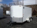 12ft v-nose cargo trailer-rear ramp door-white