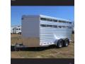 14ft White Bumper Pull Livestock Trailer