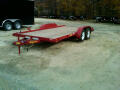 Red 16ft Open Car Hauler with Wood Deck
