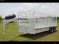 White 20ft Gooseneck Cattle Trailer w/7000lb Tandem Axles