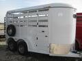 White 14ft Livestock Trailer with Window in Rounded V