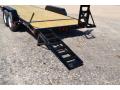 20FT CAR HAULER BLACK STEEL FRAME W/WOOD DECK AND STAND UP RAMPS