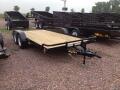 16ft wood deck flatbed trailer with slide in ramps 
