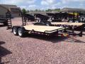 18FT FLATBED WITH STAND UP RAMPS AND 2-5200LB AXLES