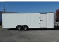 24ft White Enclosed Car Hauler with Flat Front