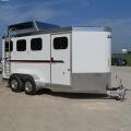 White 3 Horse All Aluminum Trailer with Hay Rack