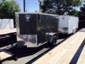 8ft Charcoal v-nose trailer with rear ramp gate