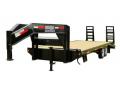 BLACK 25FT FLATBED TRAILER W/STAND UP RAMPS                                     