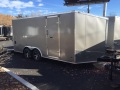Pewter 16ft v-nose enclosed trailer with rear ramp gate