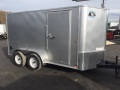 Silver Flat Front 12ft tandem axle v-nose SEMI-SMOOTH SKIN trailer