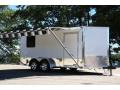 16ft White Motorcycle Trailer w/Black and White Awning