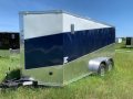 Tri Color White, Black  & Silver 16ft TA Motorcycle Trailer