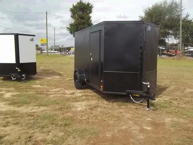 New 2025 Covered Wagon 6x12 Black Enclosed Cargo Trailer