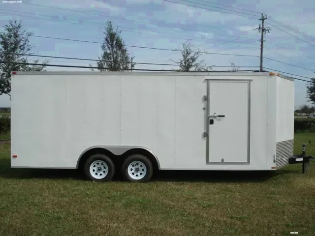 White 20ft V-Nose Enclosed Auto Hauler