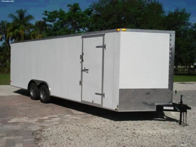 24ft V-Nose Enclosed Auto Hauler - White