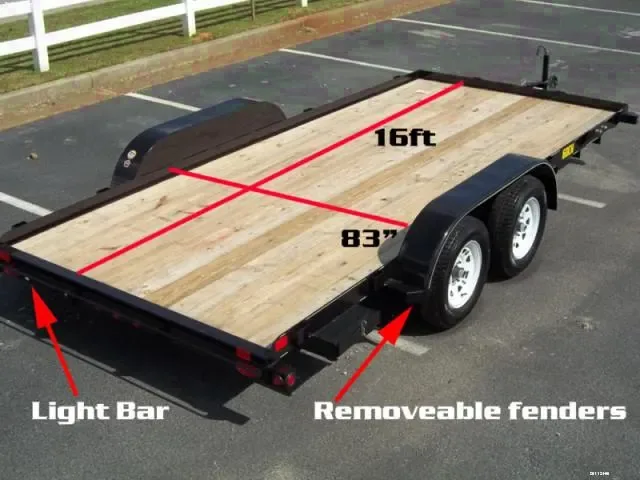 Black with Wood Deck 16ft Tandem Axle Car Hauler