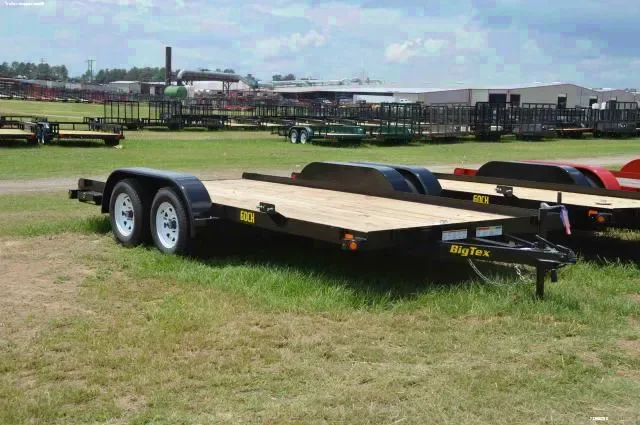 16FT Open Car Hauler Black Steel Frame with Wood Deck