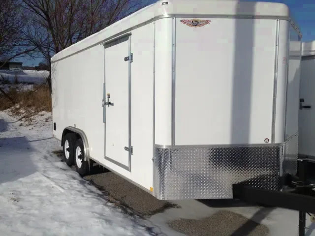 white 20ft car hauler v-nose