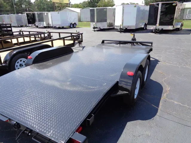 BLACK 16FT OPEN CAR HAULER W/RAMPS
