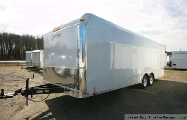 24FT WHITE CAR HAULER WITH D-RINGS