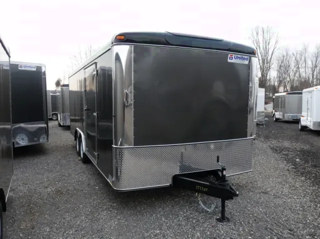 20ft Enclosed Cargo/Auto Trailer - Charcoal - Flat Front