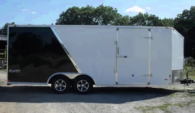 20ft Two Tone White and Black Enclosed Car Hauler