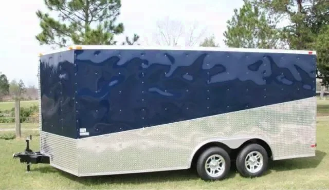 Blue and Silver V-nose 20ft Car Hauler