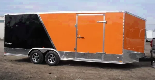 Orang and Black 24ft Enclosed Car Hauler