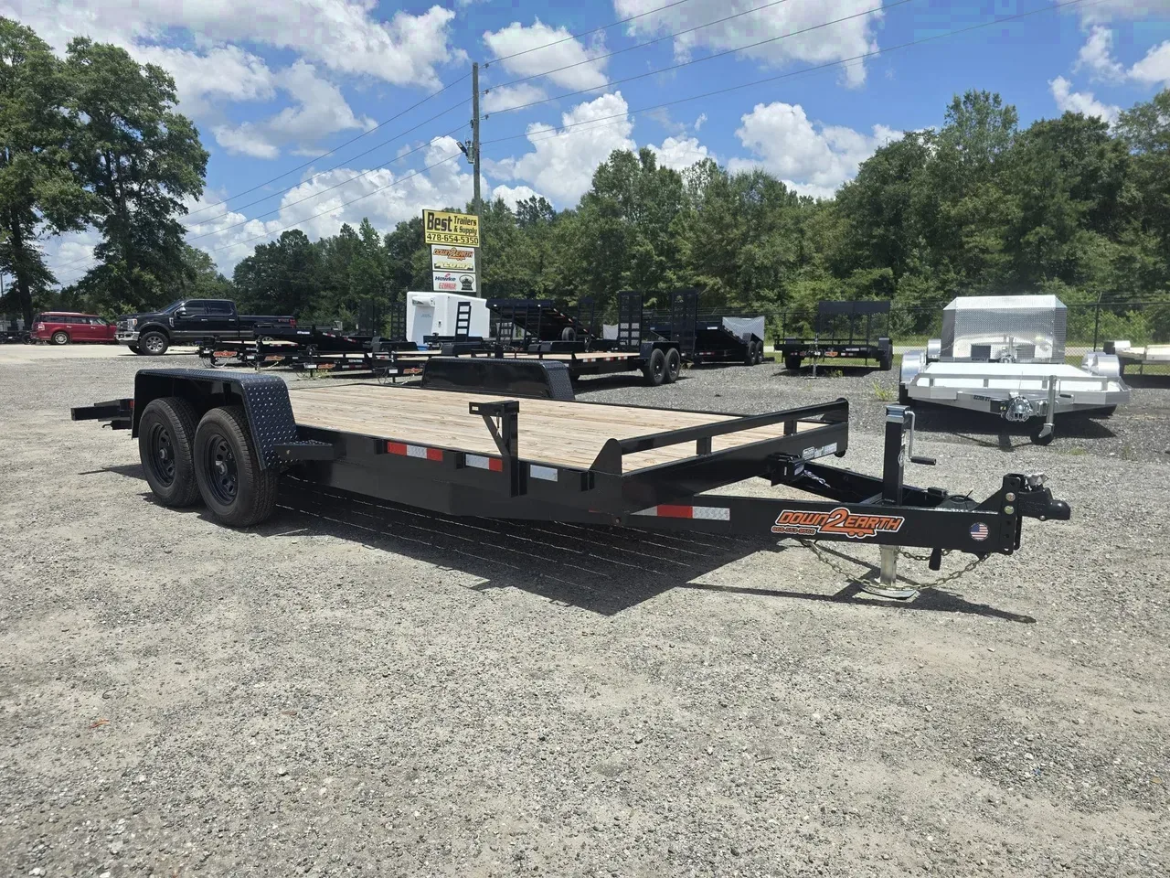 Car Hauler Trailer 2026 82X18 Down 2 Earth Trailers 7X18′ 10K Wood Deck Car Hauler Trailer With Ramps -DTE8218-133226 82 ft. x18 ft.