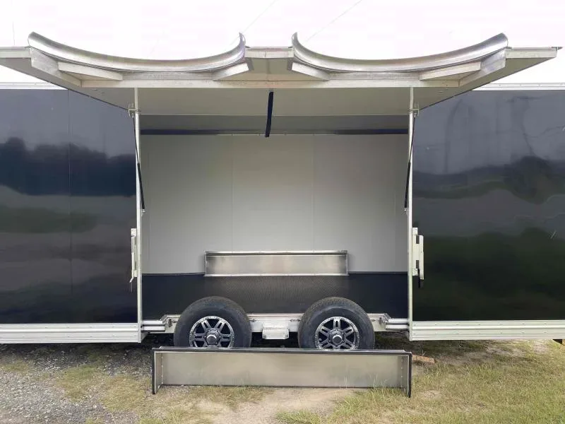 2025 Mission 8.5x24 White Aluminum Enclosed Auto Hauler