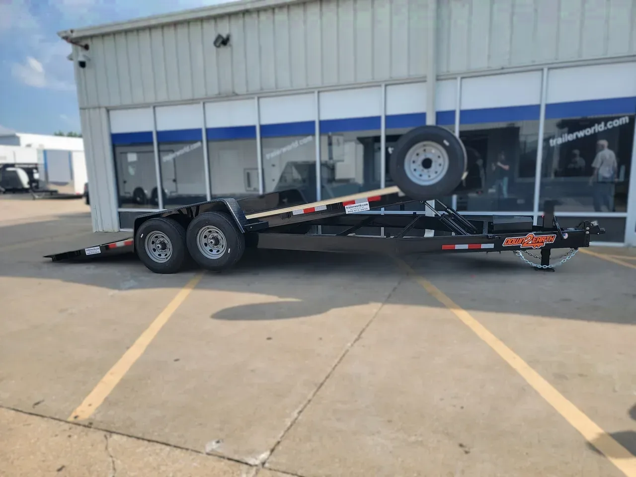 133351 - 2026 Down 2 Earth 82" X 22' Wood Deck Car Hauler Power Tilt Car Hauler Trailer