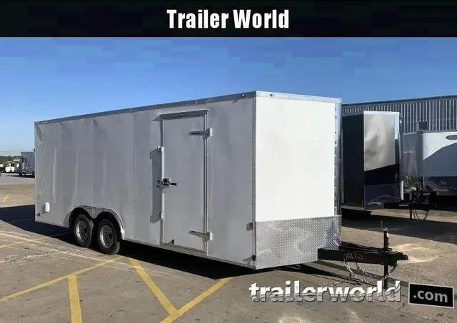 New 2025 Continental Cargo 8.5x20 White V-Nose Enclosed Car Hauler