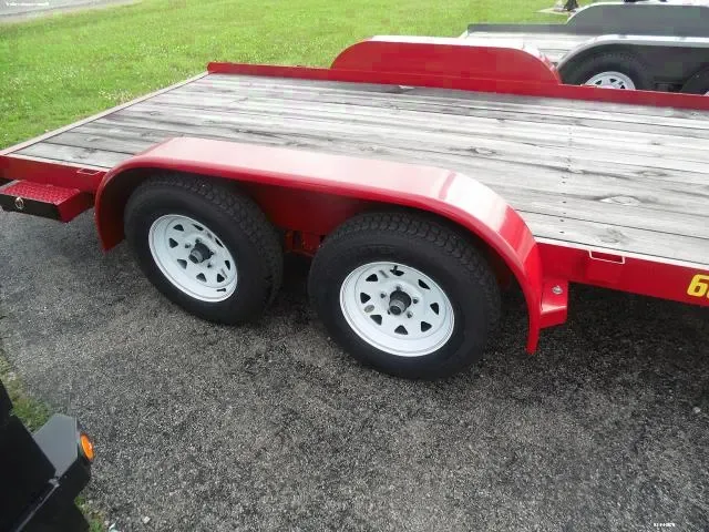 Red 16ft  Tandem Axle Open Car Hauler