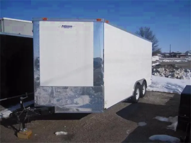 16FT WHITE ENCLOSED CAR HAULER WITH V-NOSE